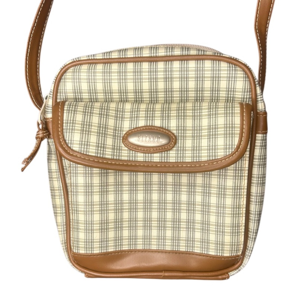 Gitano Vintage Brown Plaid Crossbody Purse